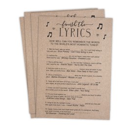 Your Main Event Prints Bridal Shower Games – Fun Activities in Kraft Minimalist Style, Finish The Lyrics Game with Kraft Design