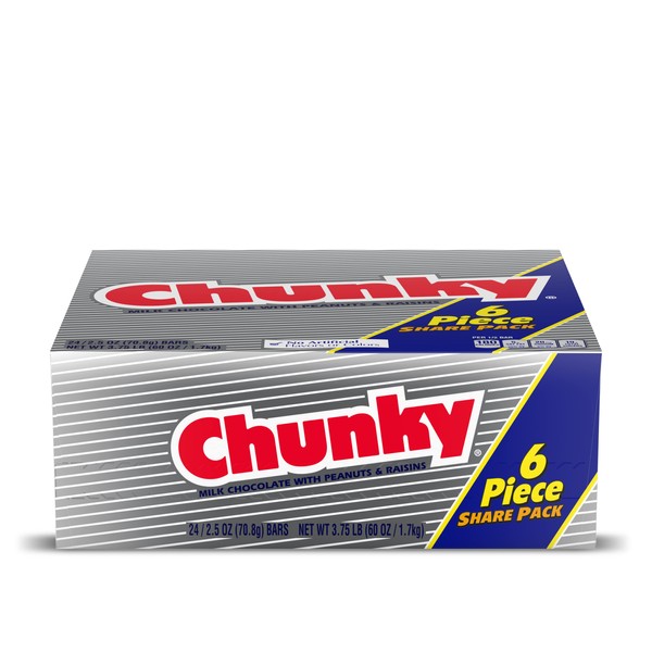 Chunky, Milk Chocolate with Peanuts and Raisins, Individually Wrapped Candy