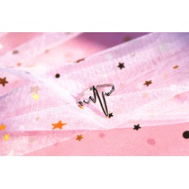 Helen de Lete Innovative Heart Beat Sterling Silver Open Ring for Adult Women