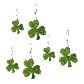Green Glitter Shamrock Ornaments Metal and Glitter Boxed Set of 6