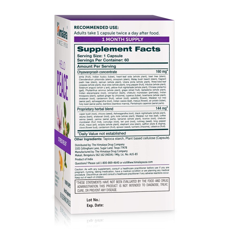 Himalaya Hello Peace - Herbal Stress Relief Supplement with Ashwagandha