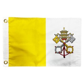 FRF FLAG Vatican Flag 12x18 Inch, Double Side Vatican City Flag, Outdoor Catholic Flag, with 2 Brass Grommets and 4 Rows of Lower Stitches…
