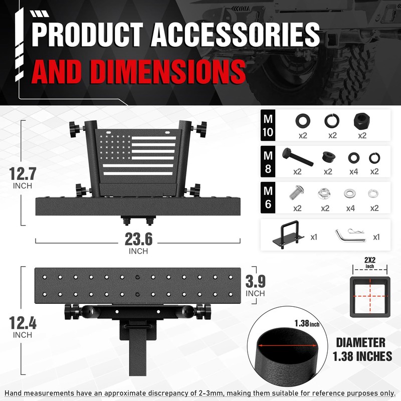 Trailer Dual Hitch Flag Pole Holder Step for 2 Inch