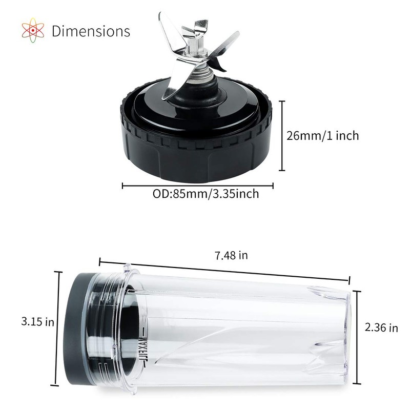 Blender cups Compatible with Ninja BL770 BL780 BL660,2 Pack 16oz