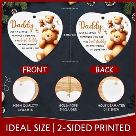 Baokcotei Dad Gifts Ceramic Heart Keepsake Christmas Ornament Unique Gifts Dad Gifts for Men Christmas Keepsake Ornament, Christmas Xmas Tree Decorations