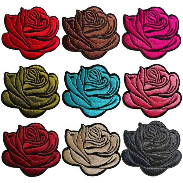 BPA 9 Pcs Flowers Embroidered Patches Iron on Sew on