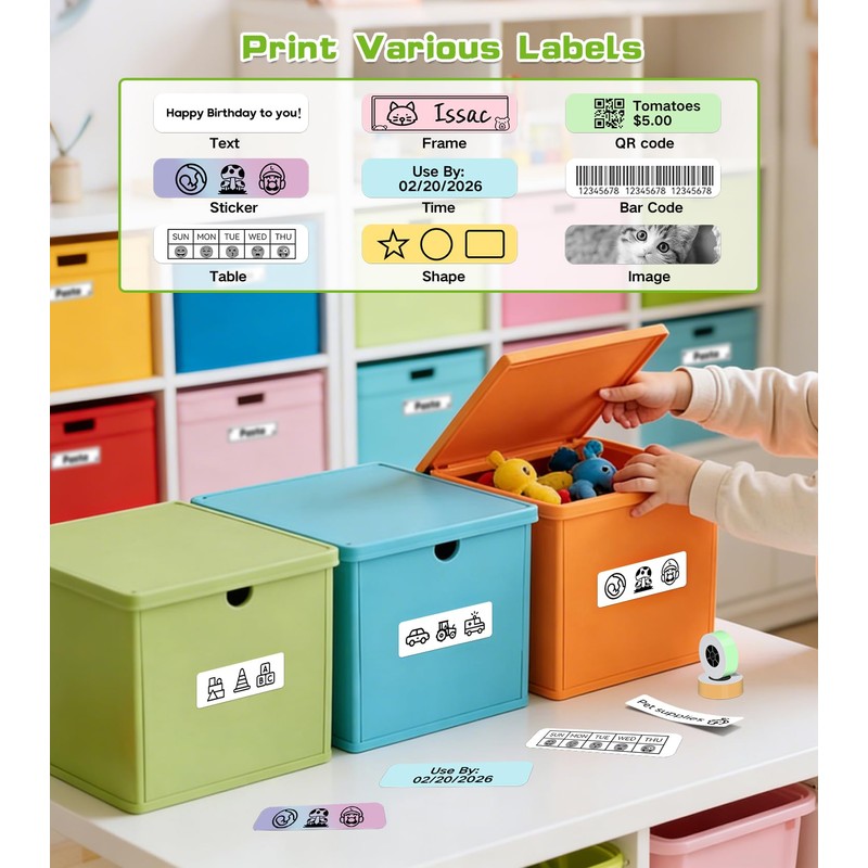 ORGBRO Label Maker Machine with Tape, X1 Portable Bluetooth Mini