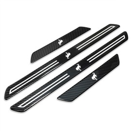 iPick Image for Ford New Bronco Logo Real Carbon Fiber 4 Pcs Universal Door Sill Step Protector Guard Decal Plates