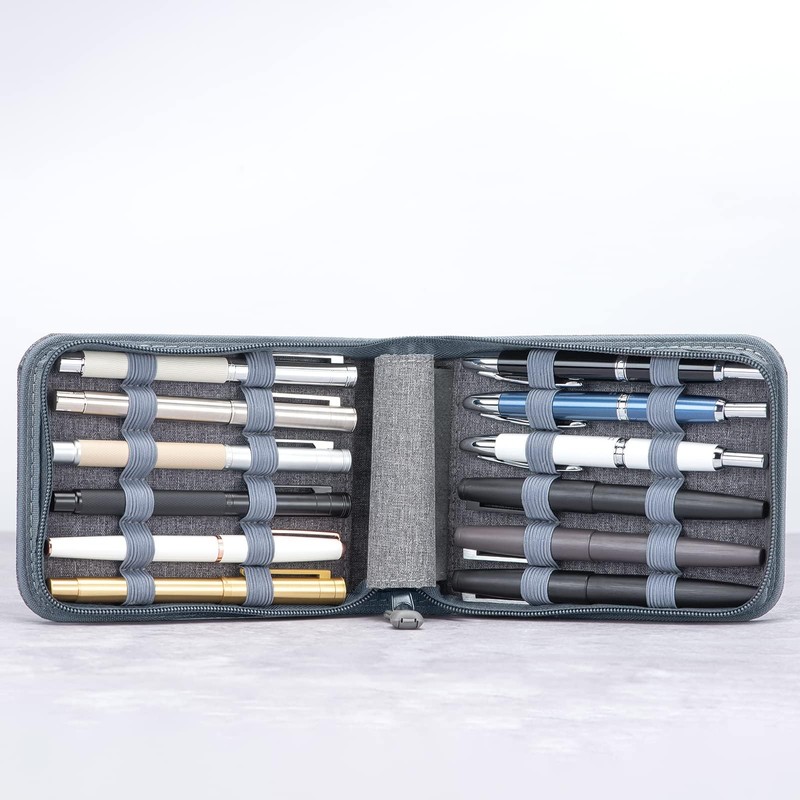 Lanxivi 12 Fountain Pen Case, Rollerball Pen Case Gray Color,