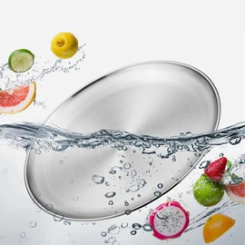 Stainless Steel Plates 7.8 inch 304 Metal Lightweight Unbreakable Dinner Dishes Plates Set Non-Toxin Dishwasher Safe BPA Free and Healthy (4 Pcs)