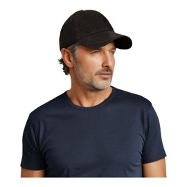 Premium Suede Baseball Cap, Genuine Leather, Adjustable Classic Hat, Adjustable Hat for Men & Women, Soft Durable Material (CA/US, Alpha, One Size, Black)