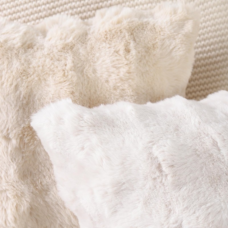 Throw Pillow Covers Pack of 2 Thick Soft Fluffy Plush