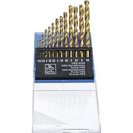 BGS DIY 50813 HSS Twist Drill Bit Set 13 Pieces Titanium Nitrided Diameter 1.5 - 6.5 mm Includes Plastic Case Metal Drill Bit