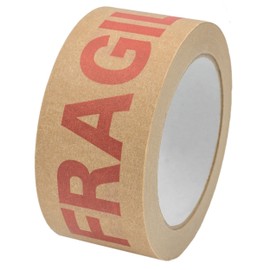 NATEE® Strong Paper Packaging Tape | Eco-Friendly | Fully Recyclable | Fragile Printed Kraft Paper for Packing Parcels and Boxes | Brown Paper Packaging for Moving House | 50m x 50mm Width | 1 Roll