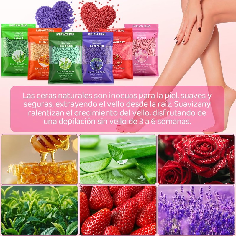 6PCS Cera para Depilar Granos, Cera sin Dolor, Granos de
