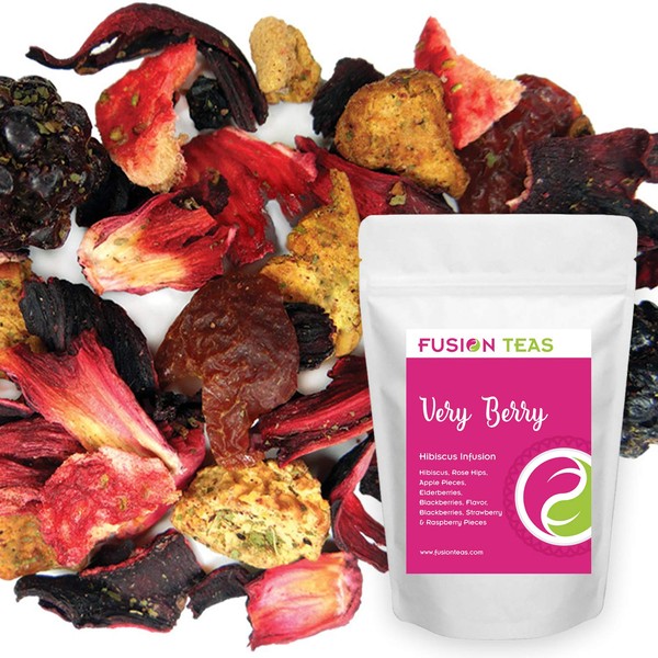Very Berry Hibiscus Herbal Fruit Tea - Caffeine Free Loose Leaf Bulk Berries Herbs and Fruit - 5 Oz Pouch