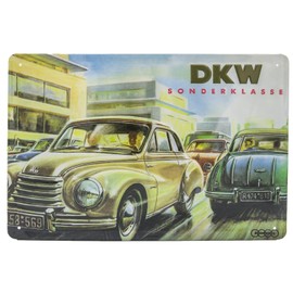 30 x 20 cm Retro Tin Sign Suitable for DKW Autounion Fans, Decorative Workshop, Garages, Car Sign, Embossed Sheet Steel