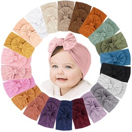 Jesries 22 PCS Baby Headbands Soft Nylon Hairbands with Bows Girls Hair Accessories for Newborn Infant Toddler Kids Handmade
