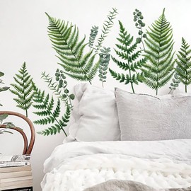 Runtoo Wall Tattoo Green Plant Wall Sticker Fern Flower Tendril Wall Sticker Living Room Children's Room Bedroom