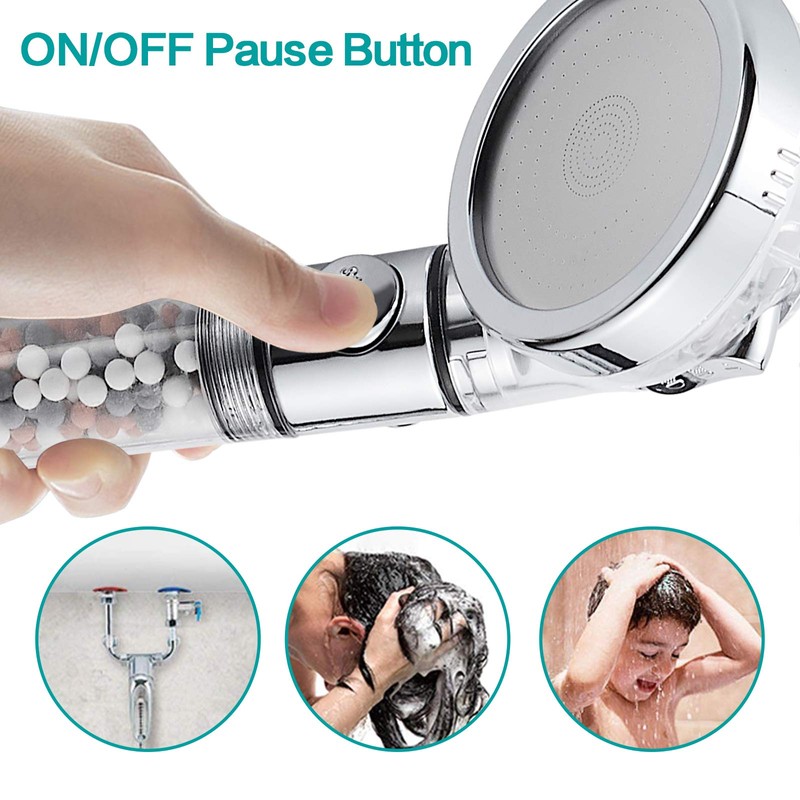 MIAOHUI Zenbody Shower Head with Filter Beads, 3 Modes Showerhead