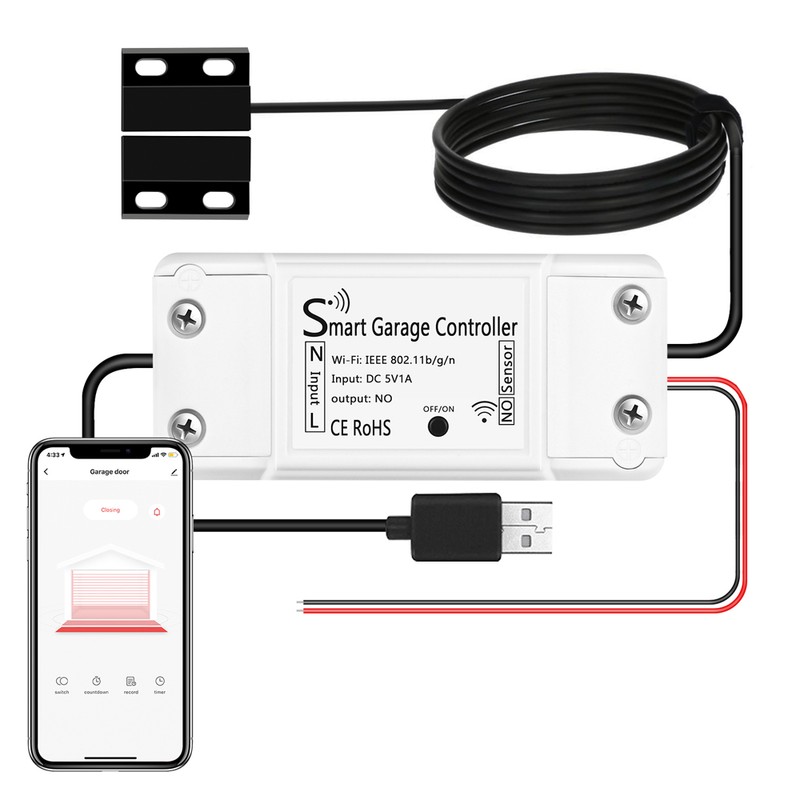 Tuya WiFi Garage Door Opener Intelligent Remote Controller Sensor Support