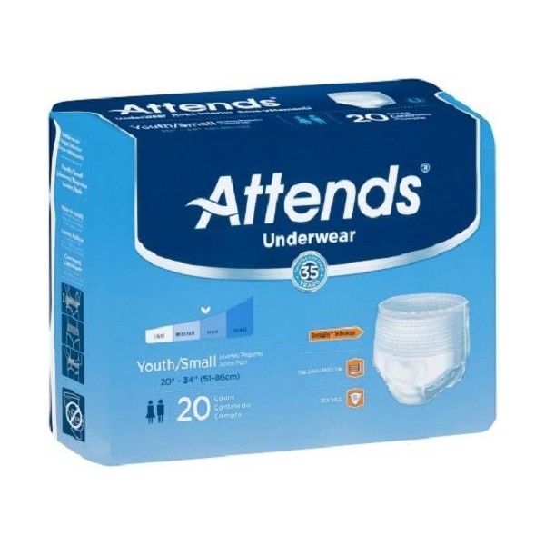 48APP0710CA - Attends Youth Super Plus Absorbency Pull-On Protective Underwear Small 22 - 34
