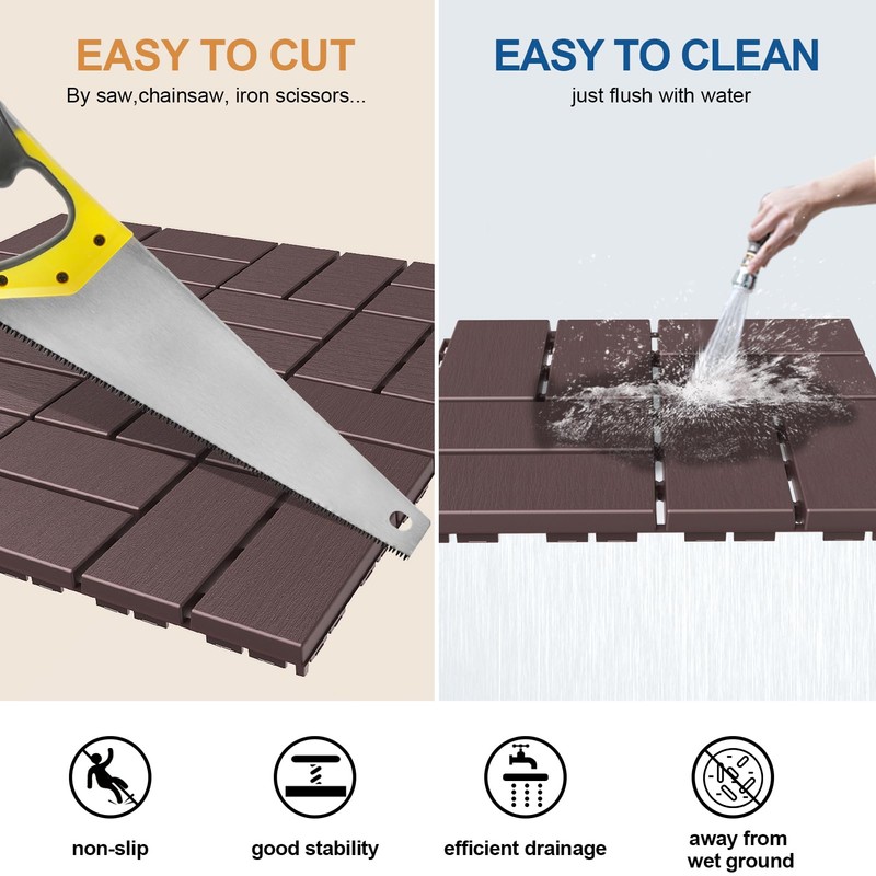 Goovilla Plastic Interlocking Deck Tiles, 9 Pack Outdoor Patio Flooring,