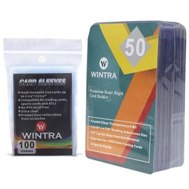 WINTRA 50 Count Semi-Rigid Card Holder with 100 Penny Card Sleeves , Quality Card Submission Card Sleeves Protectors