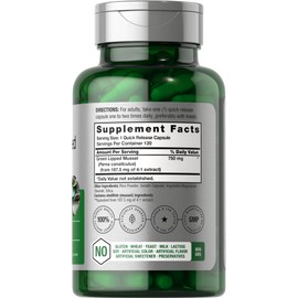 Horbäach Green Lipped Mussel | 750 mg | 120 Capsules | from New Zealand | Premium Freeze Dried Mussel Powder | Non-GMO and Gluten Free