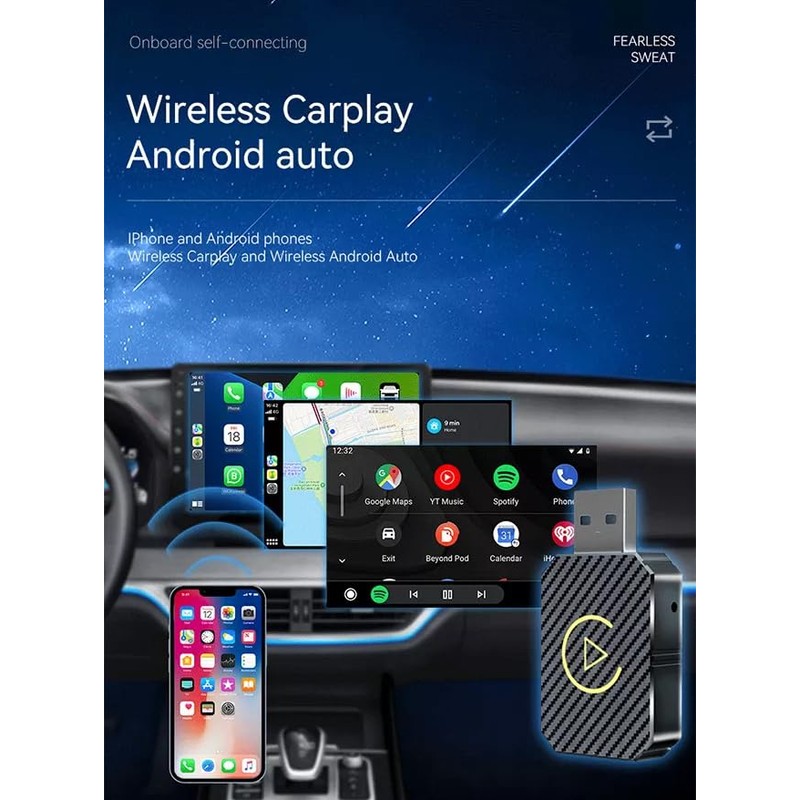Convertidor inalámbrico Carplay, Mini Adaptador inalámbrico para Android y Adaptador