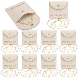 Yinkin 12 Sets Mother's Day Church Gifts Mother's Day Necklaces Gifts Bulk Gold Pearl Choker with Jewelry Pouch Adjustable Necklaces for Thank You Mom Church Gift