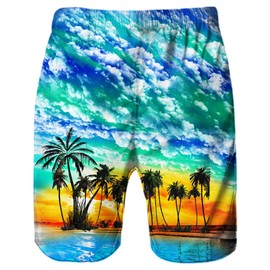 Loveternal Men's Swimming Shorts Leisure Short Summer Beach Shorts 3D Print Swim Trunks - xxl