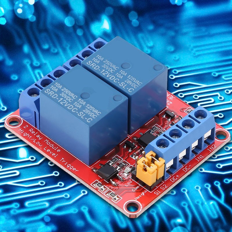 2-Channel Relay Module with Optocoupler Isolation High and Low Level