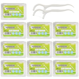 500pcs Dental Floss Picks,Travel Pack, Glides Easy Between Teeth, Flosser Helps Prevent Tooth Decay & Gum Disease, Easy Grip Handle, Pack in Little Case (10-Boxes)