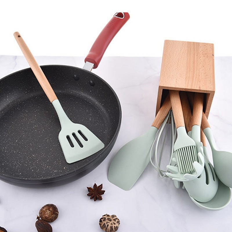 9PCS/Set Silicone Cooking Utensils Kitchenware Blue Kitchen Tool (Storage Bucket