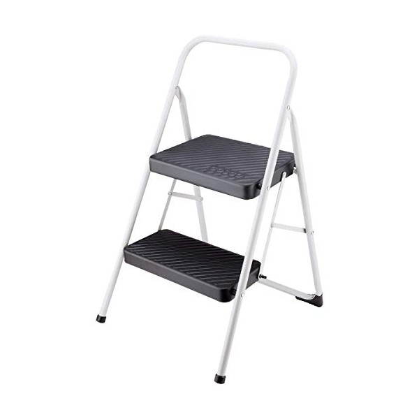 Two Step Folding Step Stool with Cool Gray Frame and