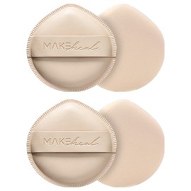 Makeheal Cloud Pangpang Puff + Case Set, Beige, 2 Pieces / 메이크힐 구름 팡팡 퍼프 + 케이스 세트, 베이지, 2개