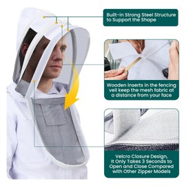 Bee Suit for Men Women with Fencing & Round Veils, Sting Proof Beesuits Beekeeper Kit with Gloves Full Body Beekeeping Supply (XL)