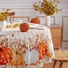 Fall Tablecloth 70x70 Inch Round, Orange Buffalo Plaid Pumpkin Table