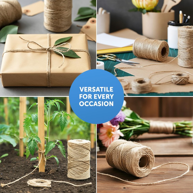 Merrimen Biodegradable Jute Christmas Wrapping Twine – 3 Rolls of