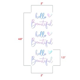 3 x Hello Beautiful Car Mirror Decal Holographic Stickers for Cars Rearview Mirror Decal for Women Cute Decals Vinyl Affirmation Stickers for Window, Mirror, Tumbler, and Water Bottle