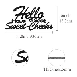 CREATCABIN Wood Hello Sign Have a Seat Sweet Cheeks Wall Decor Word Wall Art Decoration Hanging Rustic Plaque for Indoor Outdoor Bedroom Living Room Garden Office House Home 11.81 x 9.84 Inch