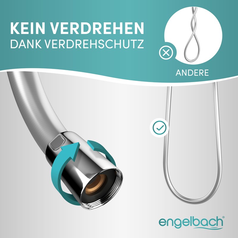 Engelbach® Shower Hose 1.25 m with Double Twist Protection, Plastic