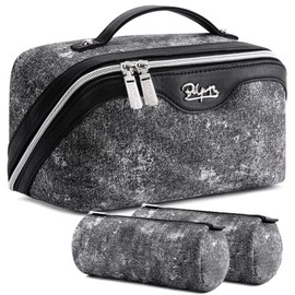 BOYATU Travel Makeup Bag Cosmetic Bags for Women: 3 Sets Large Capacity Make up Bag - Portable Toiletry Bags with Handle for Women(05-Black)