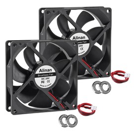 Alinan 2pcs 9225 92mm x 25mm 24V Dual Ball Bearings Brushless Fan 2Pin DC Cooling Exhaust Fan for Radiator DIY Air Exhaust Vent Cooling