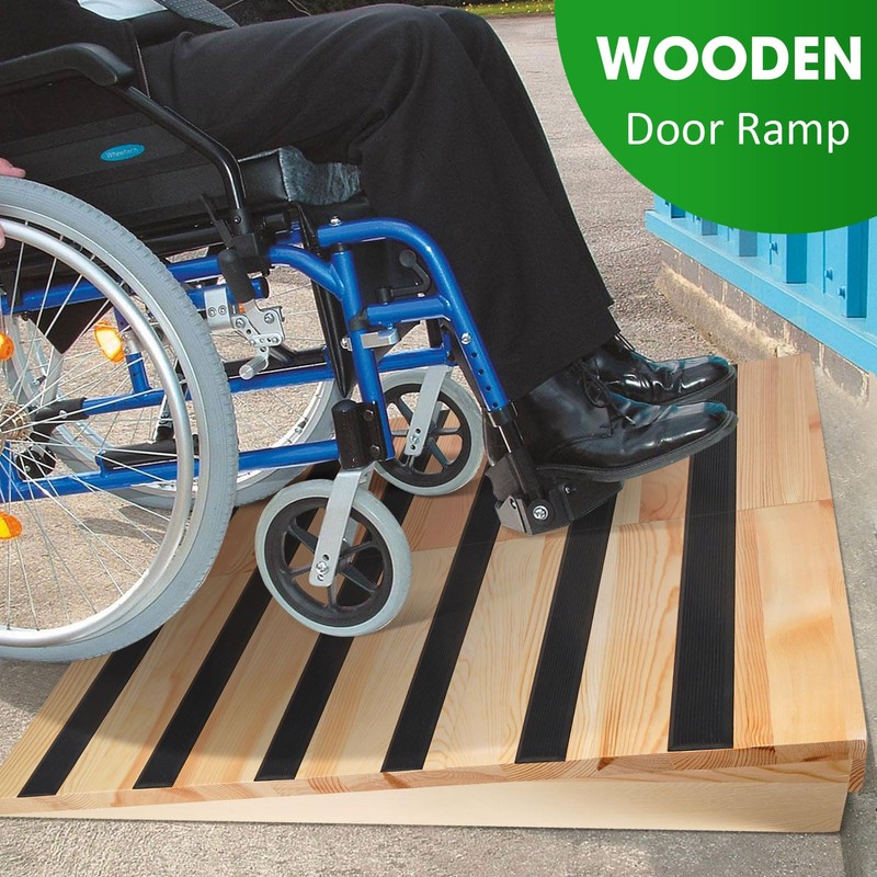 Wooden Threshold Ramp for Home Steps, 4" Rise Door Ramp