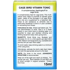 Johnsons Veterinary Products 6 x Johnson's Caged Bird Vitamin Tonic 15ml, clear