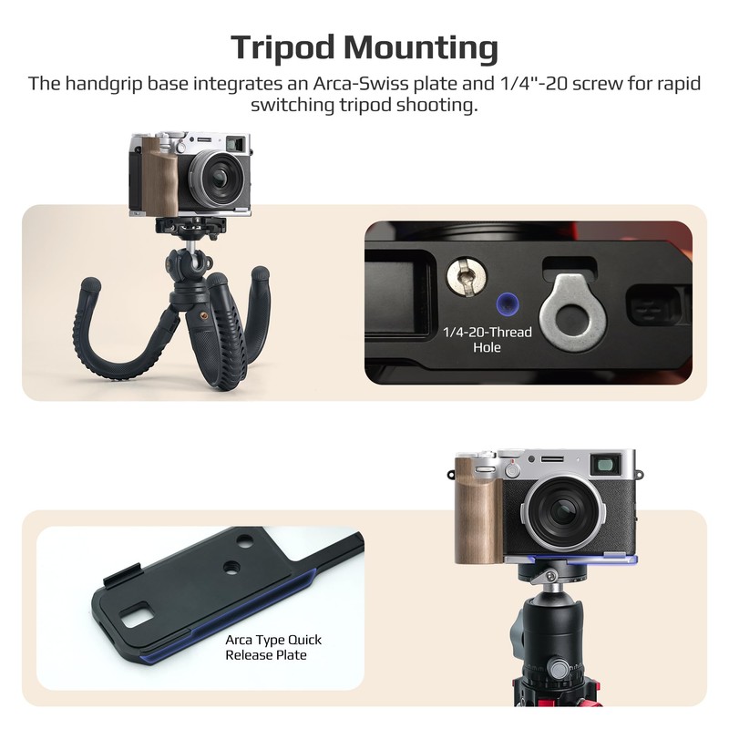 Freewell Premium Wooden L Bracket Handheld Grip with Quick Release