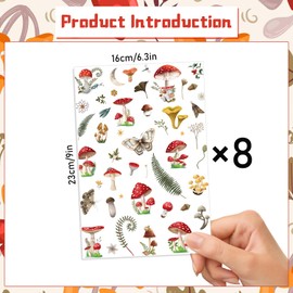 Gameza Mushroom Temporary Tattoos Bulk - 220+ Insects and Moths Temporary Tattoos Red Mushroom Jungle Theme Stickers Gift Jungle Party Decorations Favor Supplies