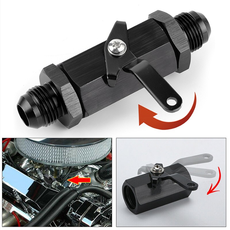 Fuel Shut Off Check Valve 6061 Aluminum Alloy Black Anodized